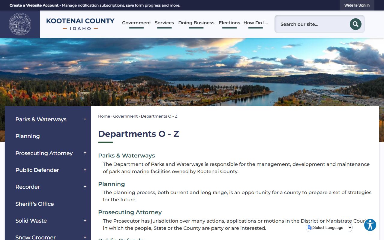 Kootenai County Clerk records county department list
