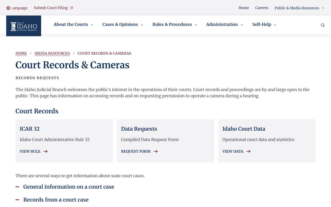 Kootenai County District Court Idaho Supreme Court records request resource