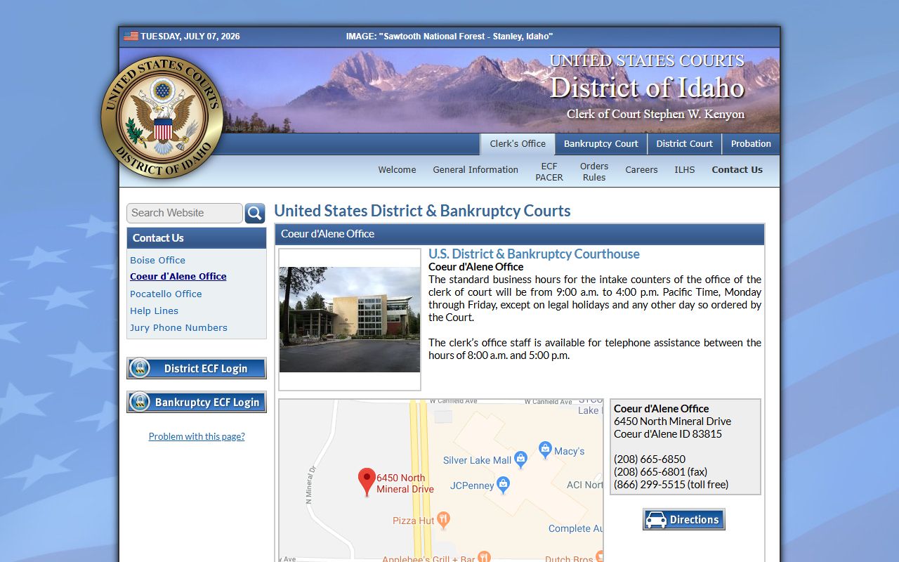 Kootenai County probate records federal courthouse distinction
